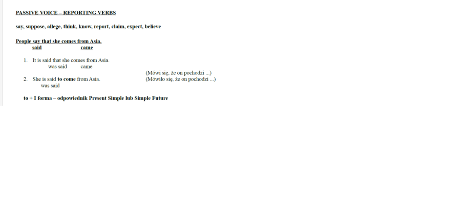 Passive Voice - reporting verbs