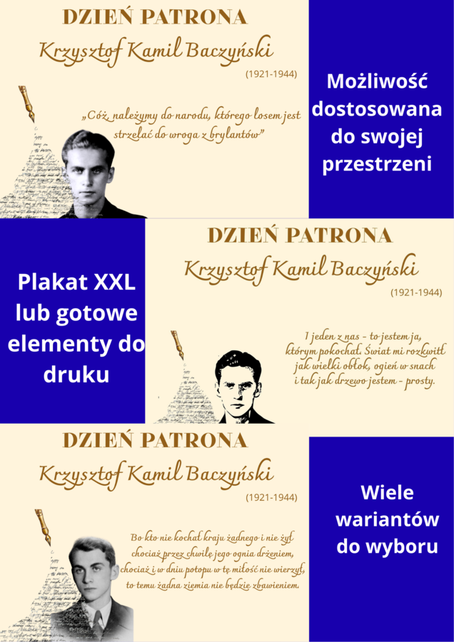Dzień Patrona - Krzysztof Kamil Baczyński 3 różne propozycje