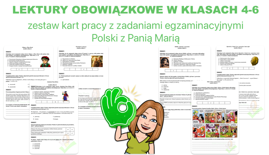 Wszystkie lektury obowiązkowe dla klas 4-6 - zadania egzaminacyjne W ZESTAWIE NAJTANIEJ!