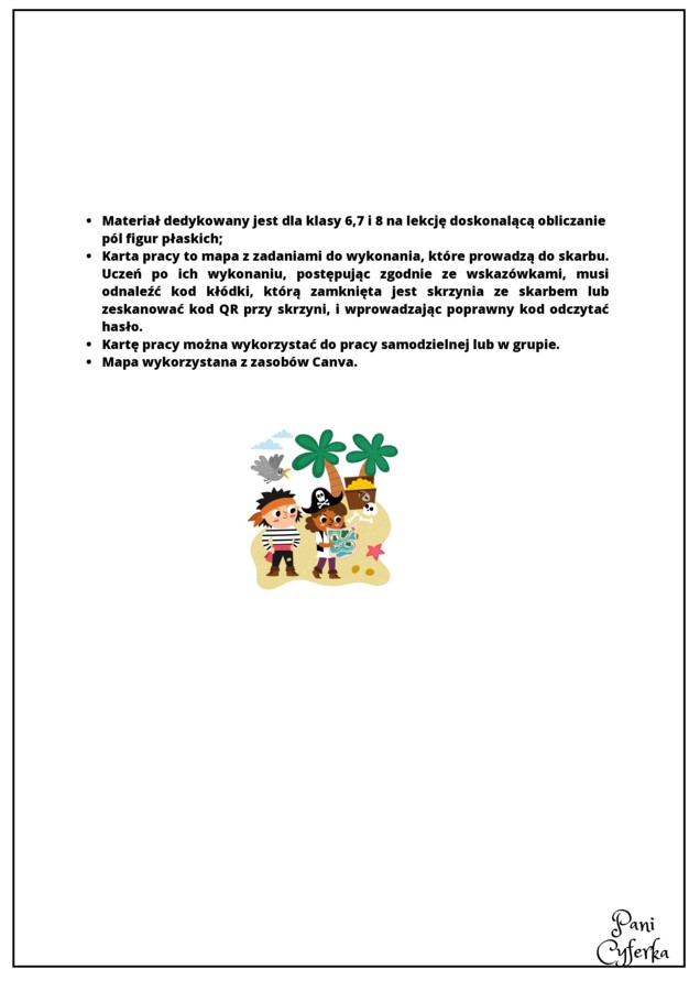 Pola figur płaskich - szukanie skarbu