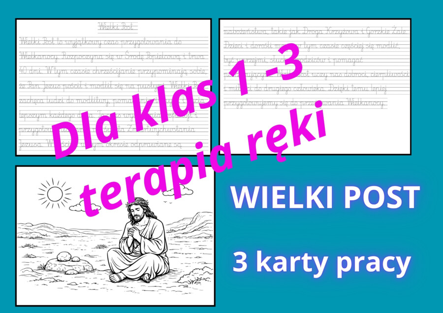 Wielki Post 3 karty pracy - gotowe materiały na lekcję