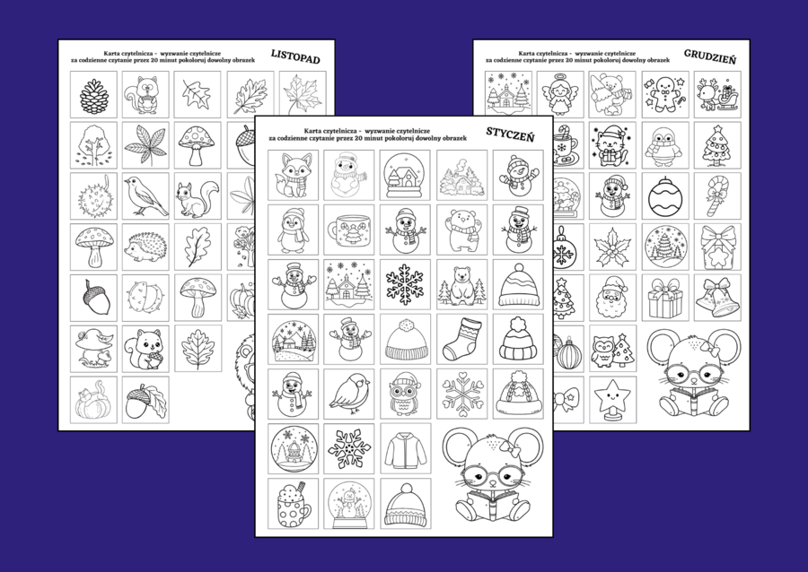 📚 Karty Czytelnika – Wyzwanie Czytelnicze (klasy 1–4)