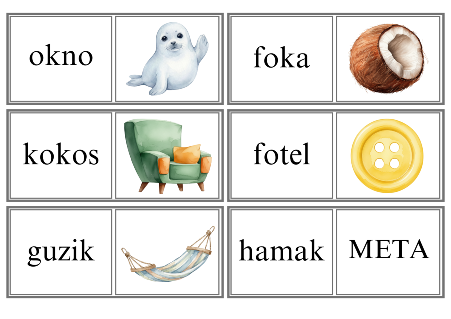domino wyrazowo obrazkowe pdf