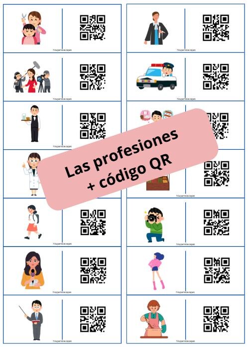 Domino obrazkowe z kodami QR! (Las profesiones-zawody)