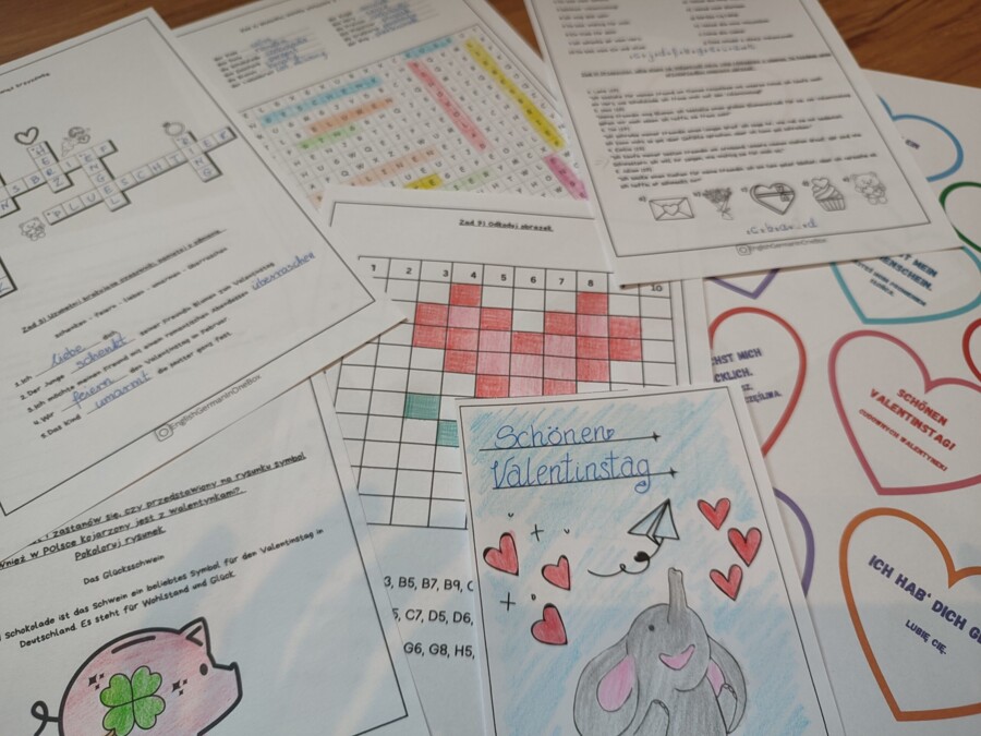 Alles Liebe zum Valentinstag Arbeitsblätter - walentynki karty pracy język niemiecki