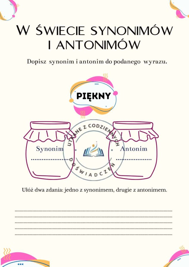 50 kart, które odmienią Twoją lekcję języka polskiego- synonimy i antonimy na kartach graficznych