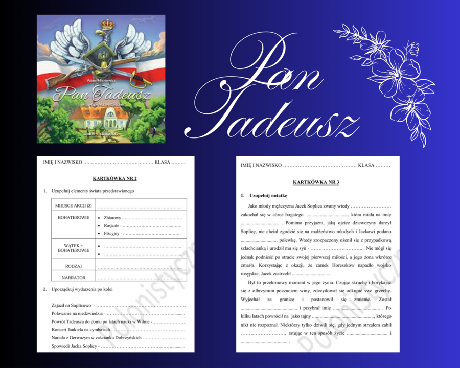 Sprawdzian. Kartkówki "Pan Tadeusz"