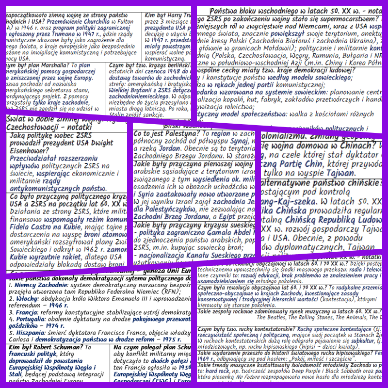 Sytuacja w Europie i na świecie po II wojnie światowej – komplet NOTATEK