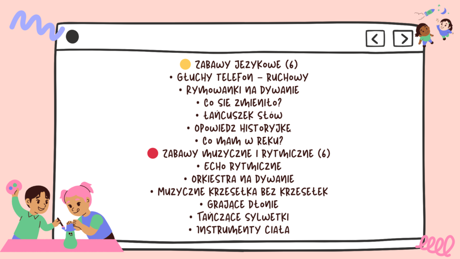 Bank zabaw na dywanie dla klasy 1