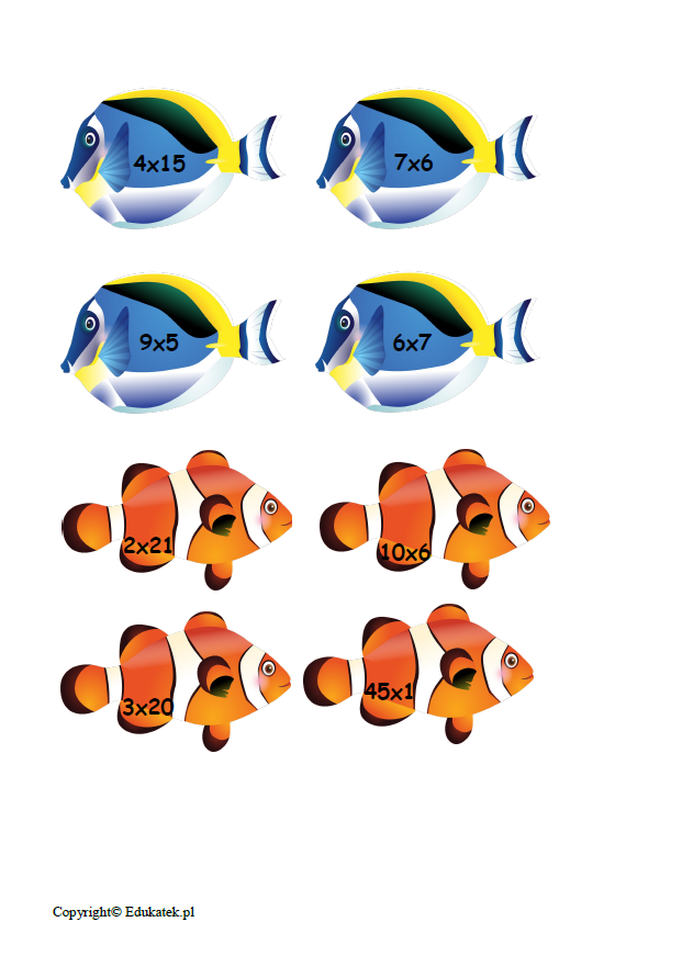 Matematyczne rybki – mnożenie i dzielenie