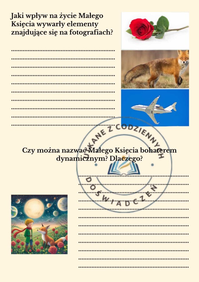 Stacje zadaniowe do lektury ,,Mały Książę"