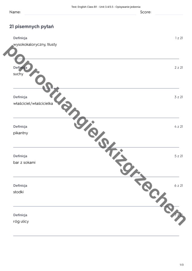 English Class B1 – Unit 3 – testy