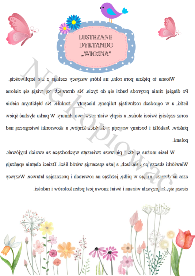 Lustrzane dyktando "Wiosna"