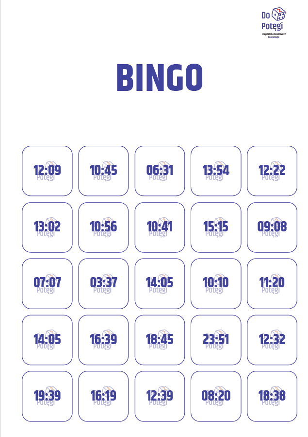 Bingo – Jaka będzie lub była godzina? - wersja druga (Zegar, obliczenia zegarowe)