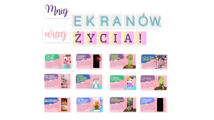 Prezentacja na godzinę wychowawczą MNIEJ EKRANÓW, WIĘCEJ ŻYCIA! + gazetka szkolna GRATIS