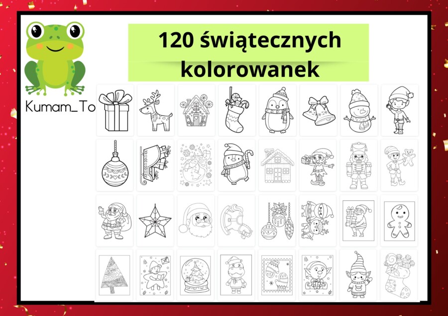 120 świątecznych/zimowych kolorowanek
