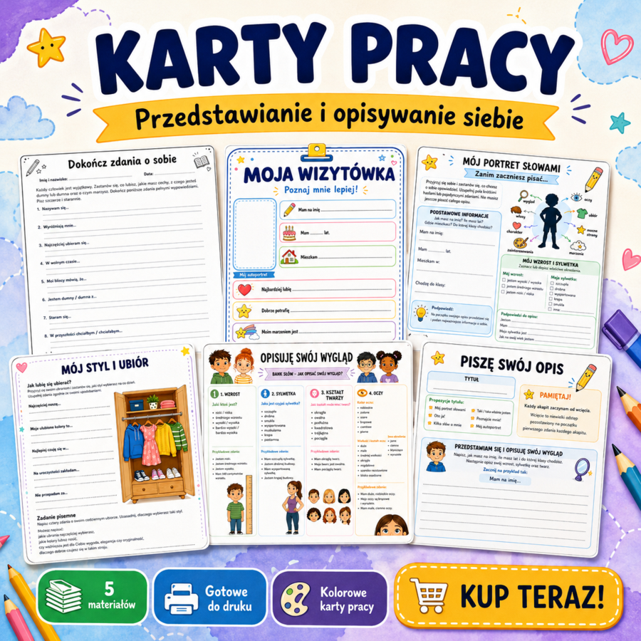 Karty pracy — przedstawianie i opisywanie siebie