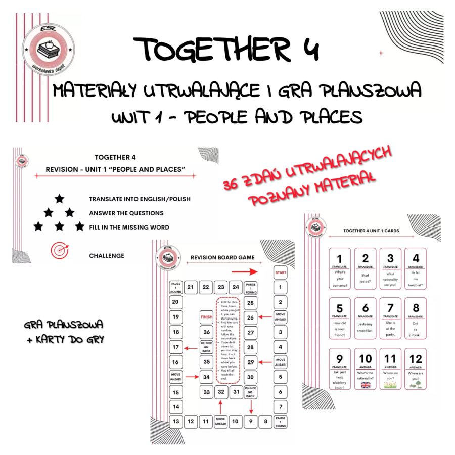 Together 4 - Revision Game Unit 1 materiały utrwalające