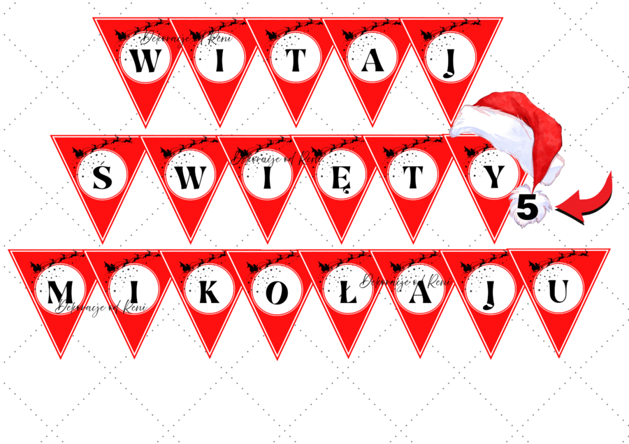 ✨ Girlanda „Witaj Święty Mikołaju” – idealna dekoracja na mikołajki! ✨wersja 5