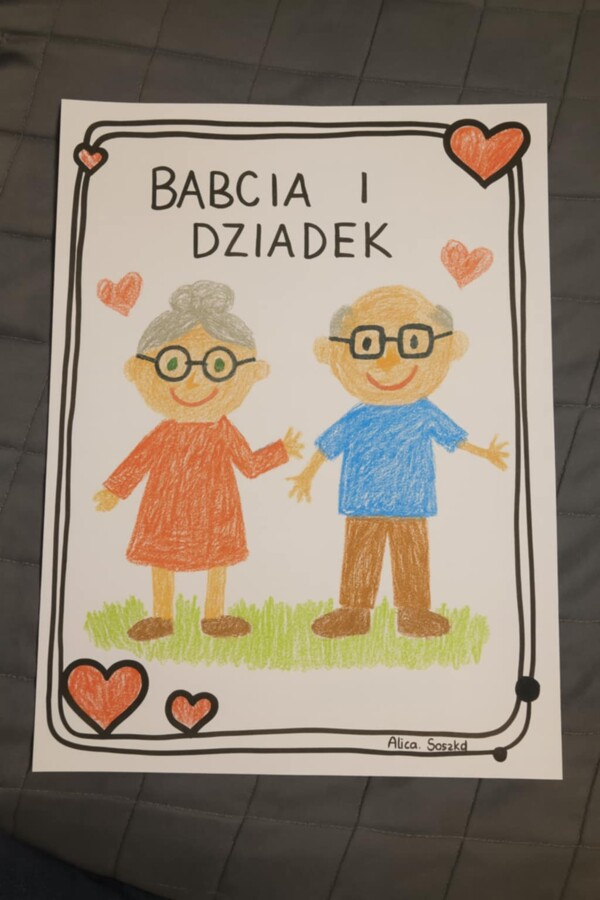 Gotowy zestaw dekoracyjny na Dzień Babci i Dziadka — czarno-biały PDF do druku