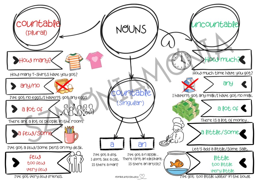 Rzeczowniki policzalne i niepoliczalne/Countable and Uncountable nouns. Quantifiers: some, any, a few, a little, how much, how many, a lot of, no