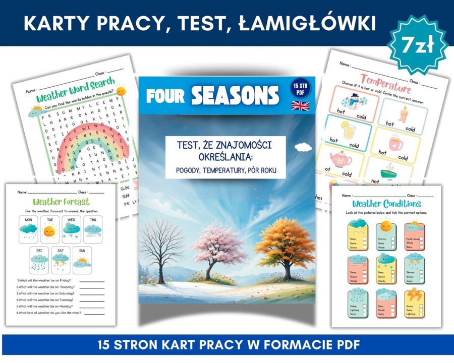 Four Seasons - Test że znajomości określania pogody, pór roku, temperatur w języku angielskim 🇬🇧
