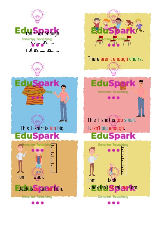 Too / not enough / as..as wklejka do zeszytu