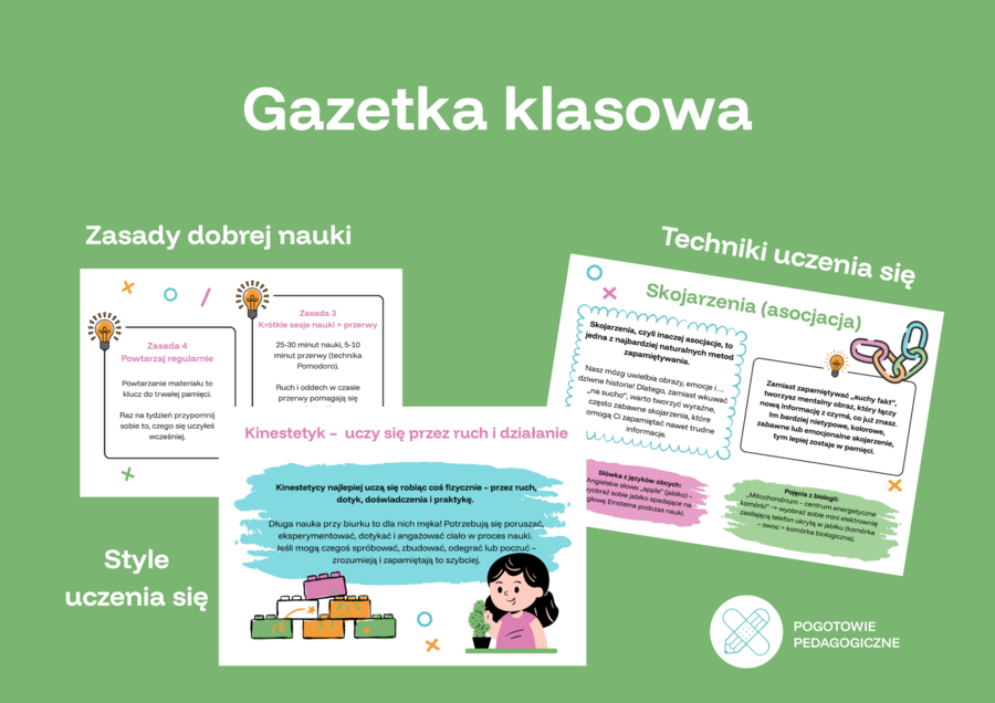 Gazetka klasowa (zasady nauki, techniki uczenia się, style uczenia się).
