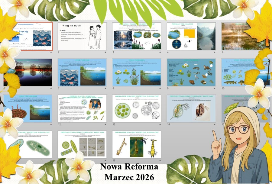 Prezentacja multimedialna w genial.ly do edycji „Poznaję jezioro” wykonana na podstawie podręcznika „Przyroda” Nowa Era. Przyroda 4. "Odkrywam przyrodę". Dział „Życie w wodzie”.
