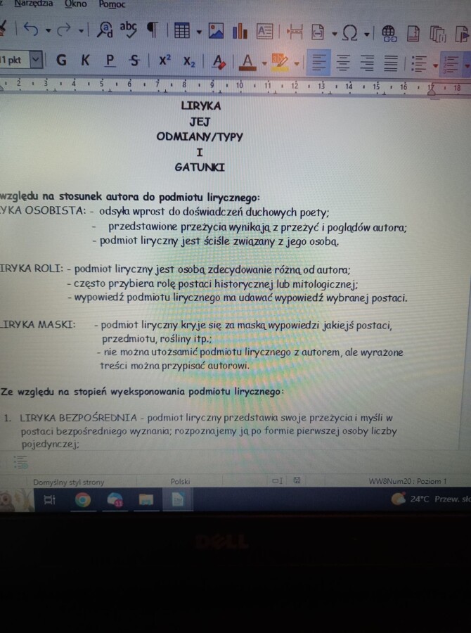 Liryka - jej odmiany, gatunki. Środki stylistyczne.