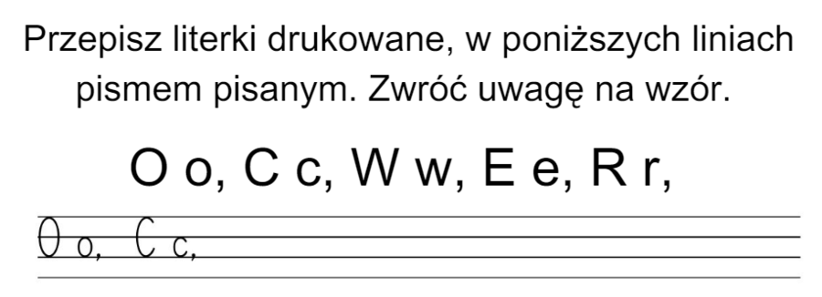 Sprawdzian literki pisane - klasa 1