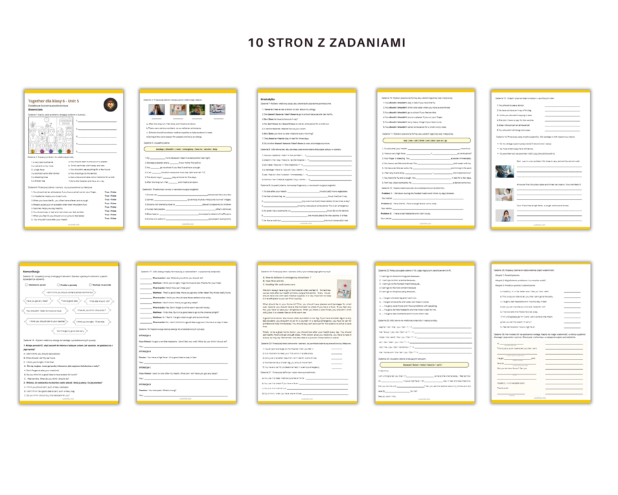 Together klasa 6 Unit 5 Dodatkowe Zadania Powtórzenie Karty Pracy Słownictwo Gramatyka Komunikacja Zdrowie Should Have to