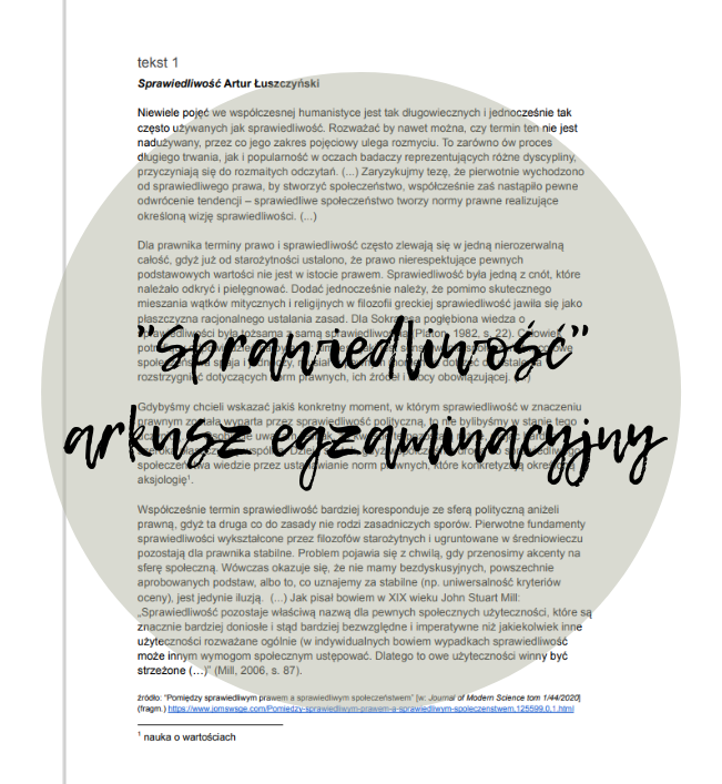"Sprawiedliwość" arkusz egzaminacyjny