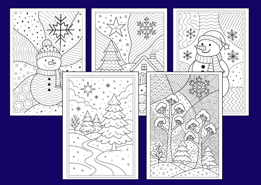 ❄️🎄Zimowe Kolorowanki w Stylu Zentangle – idealne do relaksu i twórczej zabawy! - 36 szt.🎄 - zima