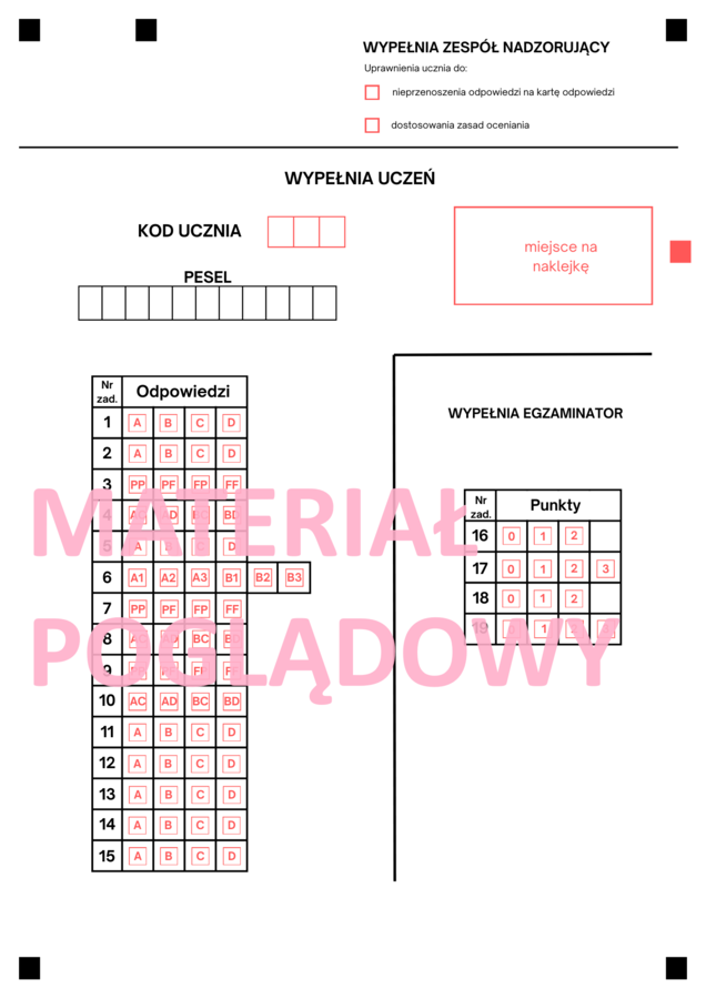 Karta odpowiedzi egzamin ósmoklasisty matematyka 2021-2024