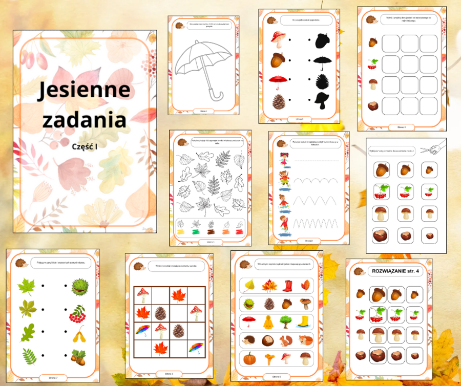Jesienne karty pracy dla przedszkolaków