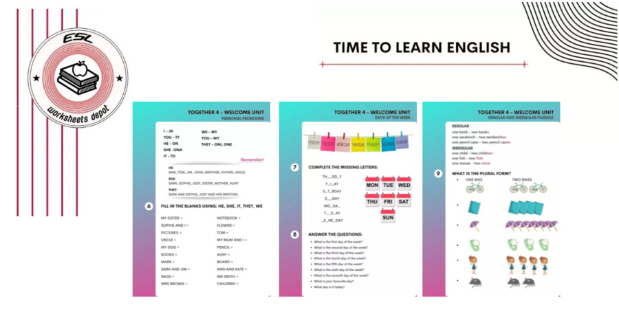 Together klasa 4 materiały dodatkowe do Welcome Unit - język angielski w szkole podstawowej