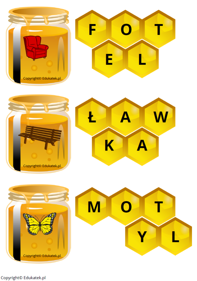 Miodowa rozsypanka literowa – nauka czytania