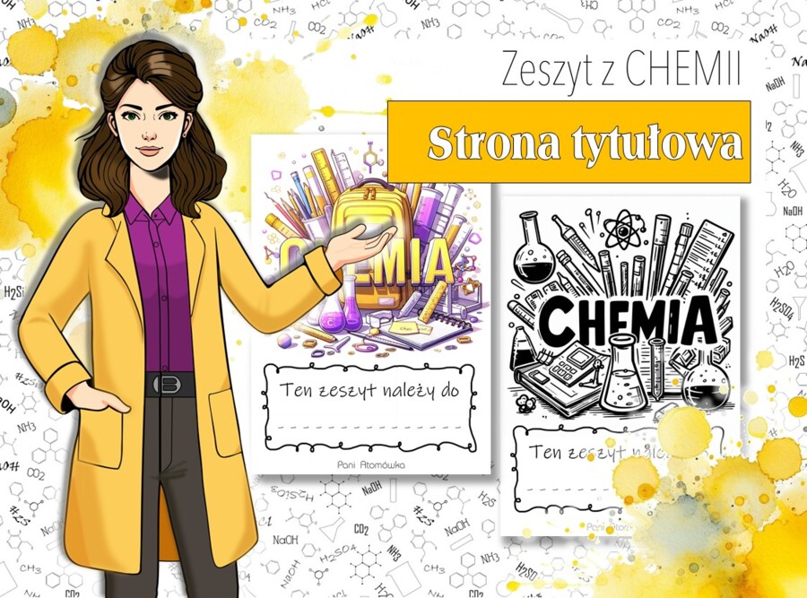 Chemia. Klasa 7,8. Strona tytułowa. Pierwsza strona. Okładka. Zeszyt z chemii.