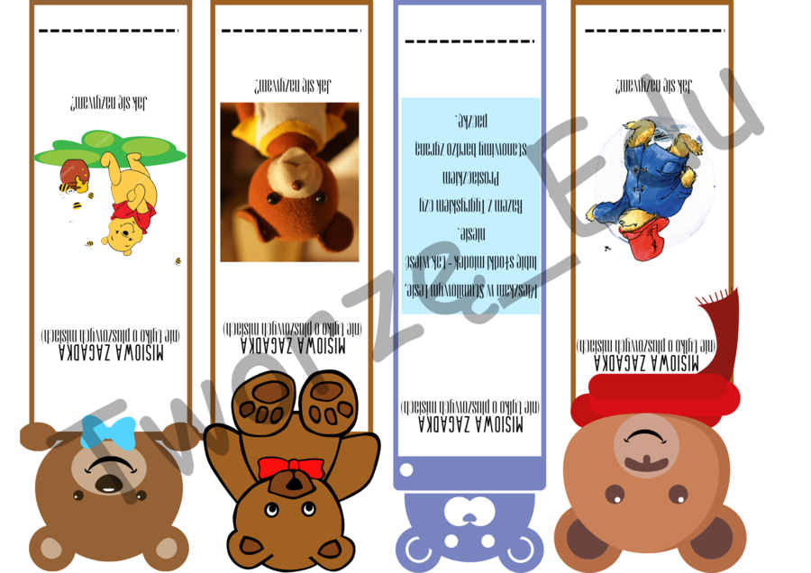 Zakładki Dzień Pluszowego Misia