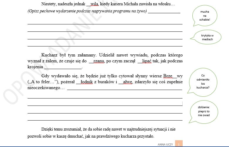 Opowiadanie krok po kroku (ze wskazówkami dla uczniów)