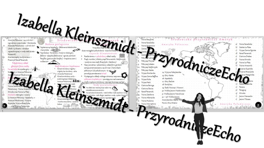 Sketchnotka - notatka „Środowisko przyrodnicze Ameryk” wykonana w power point do edycji. Geografia 8; „Ameryki”