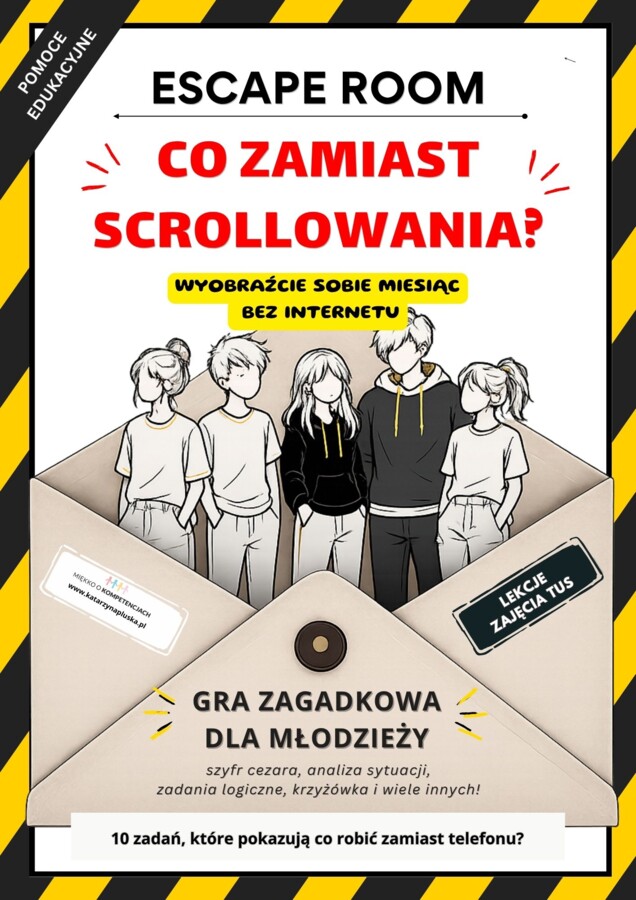 Escape room. Co zamiast scrollowania? Gra zagadkowa dla młodzieży o odkrywaniu aktywności bez telefonu