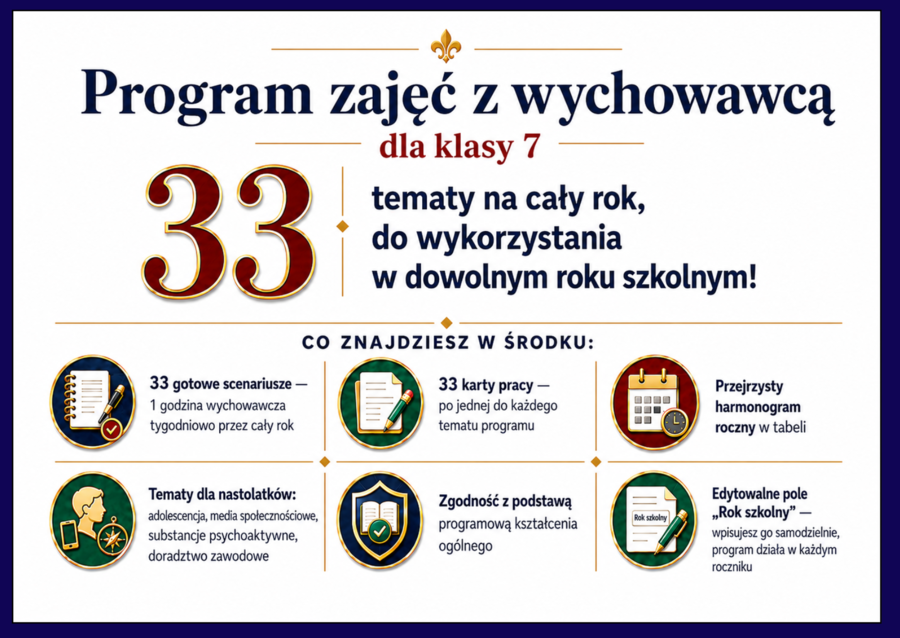 👨‍🏫PROGRAM ZAJĘĆ Z WYCHOWAWCĄ - klasa 7 (edycja uniwersalna) - powrót do szkoły