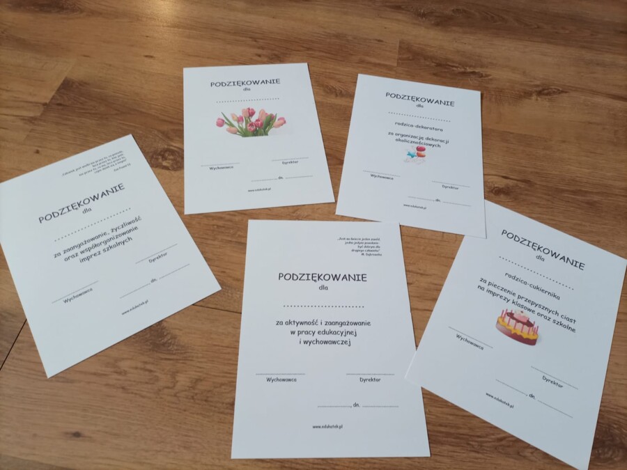 Podziękowania dla rodziców – pomoce dla nauczyciela