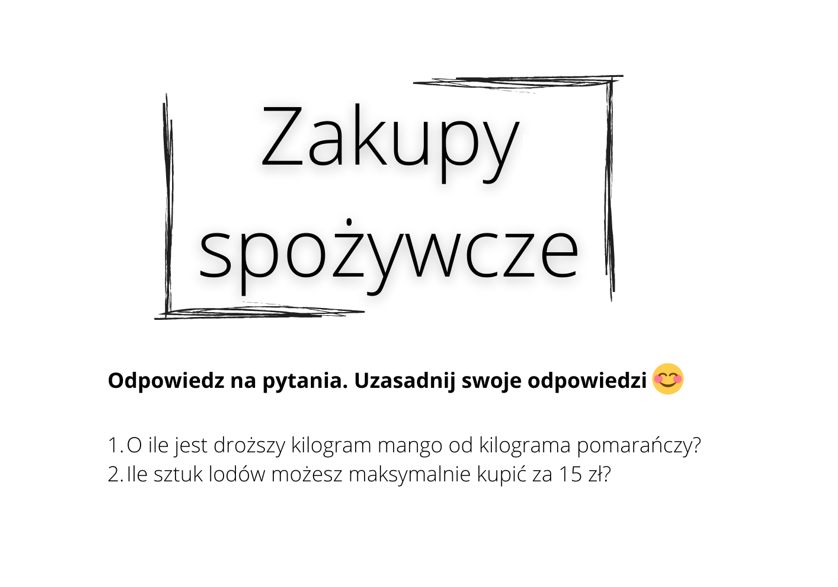 Zakupy spożywcze - pomysł na kreatywną lekcję klasa 5/6/7