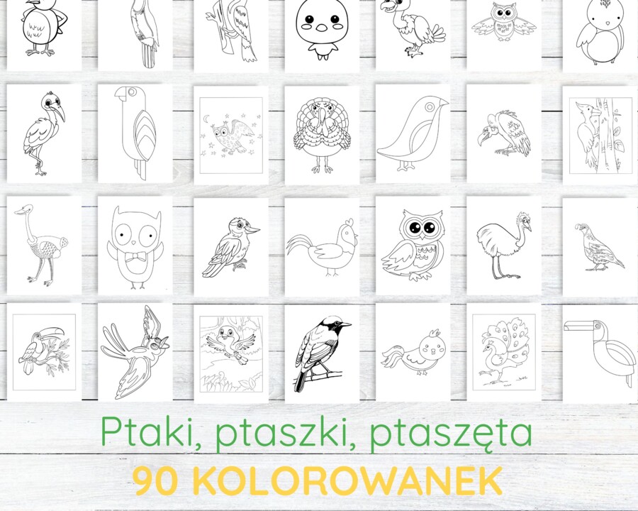 Kolorowanka „Ptaszki” – 90 stron PDF do druku!