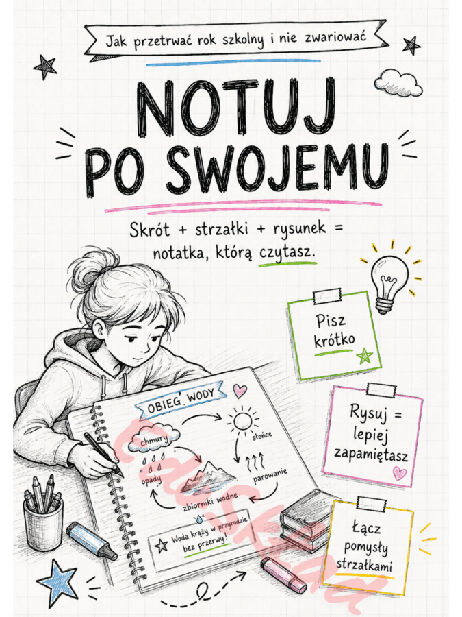 Jak przetrwać rok szkolny i nie zwariować – gazetka ścienna w stylu zeszytowym