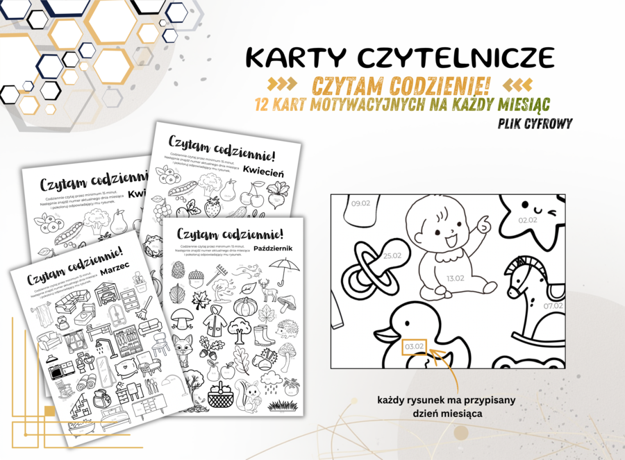 Karty czytelnicze „Czytam codziennie!” – 12 miesięcy motywacji do czytania -  klasa 0-3
