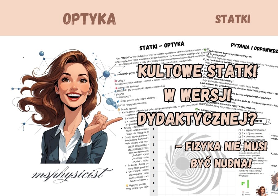 POWTÓRZENIE: OPTYKA – klasa 8 – lekcja powtórzeniowa – GRA dydaktyczna. STATKI. MOC powtórki.